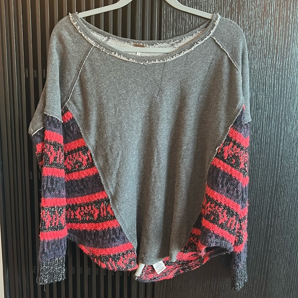 Free People off shoulder fleece and wool sweater - Picture 1 of 4